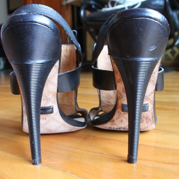 High heel L.A.M.B. black leather sandals - Picture 5 of 6